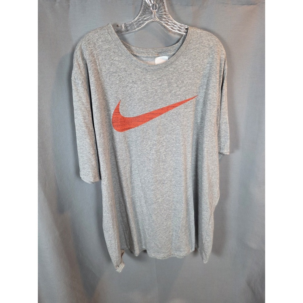 Nike Dri-FIT Mens 3XLT Gray Red Swoosh Graphic T-Shirt Athletic Cut 839893-063